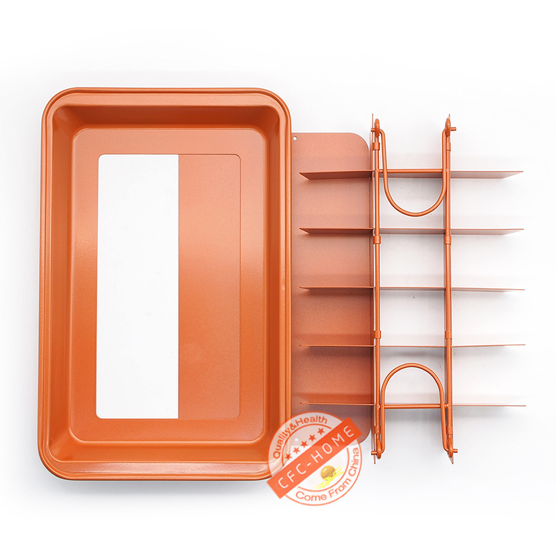 Brownie Copper Steel Nonstick Baking Pan with Built-In Slicer, Ensures Perfect Crispy Edges