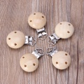 5Pcs Metal Wooden Baby Pacifier Clips Infant Soother Clasps Holders Accessories