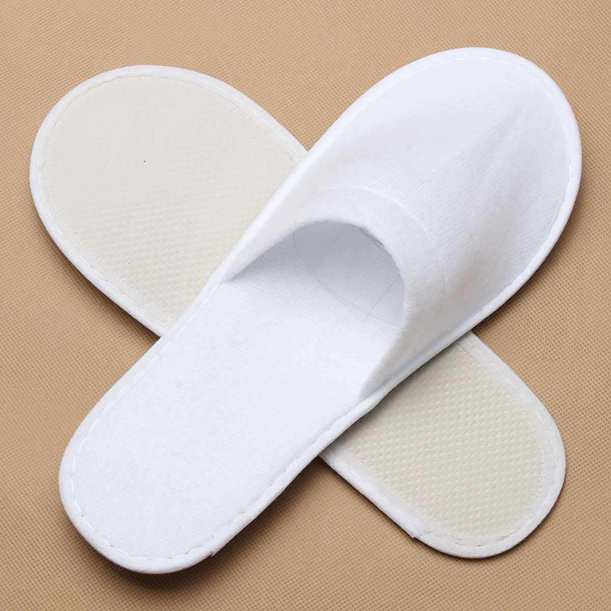 20/50/100Pairs White Disposable Slippers Towelling Hotel SPA Home Floor Slippers For Unisex Guest Breathable Indoor Shoes