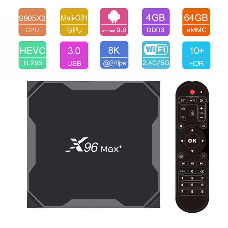 X96 Max plus TV Box Amlogic S905X3 Android 9.0 4G 32G 64G 8K 1080P HD Smart Media Player Set Top Box 2GB 16GB VS X96 Max