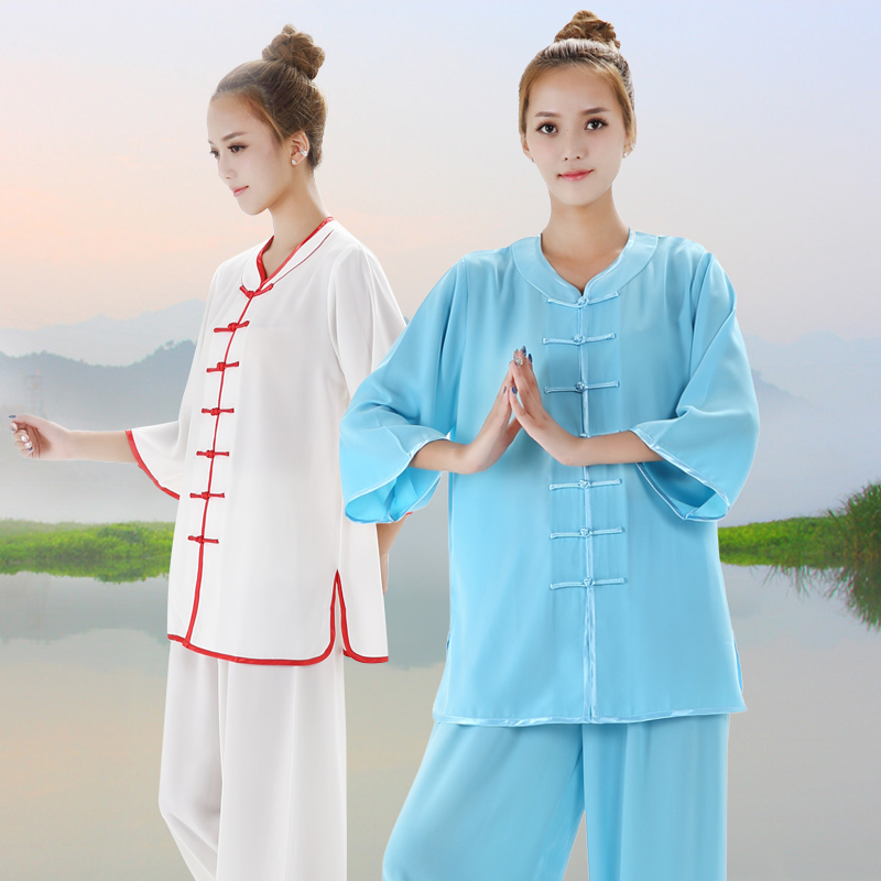 3/4 Sleeves Kungfu Costume Women Tai Chi Clothes Martial Art Clothing Chinese Tang Suit Summer Wushu Wear Sets