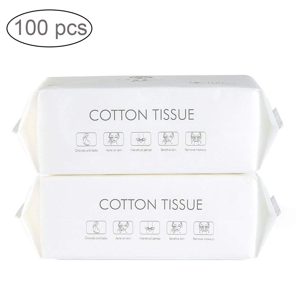 Facial Tissue Disposable Face Towel Wipes Facial Cotton for Sensitive Skin Dry and Wet Use Cotton Wipes Disposable Cleansing
