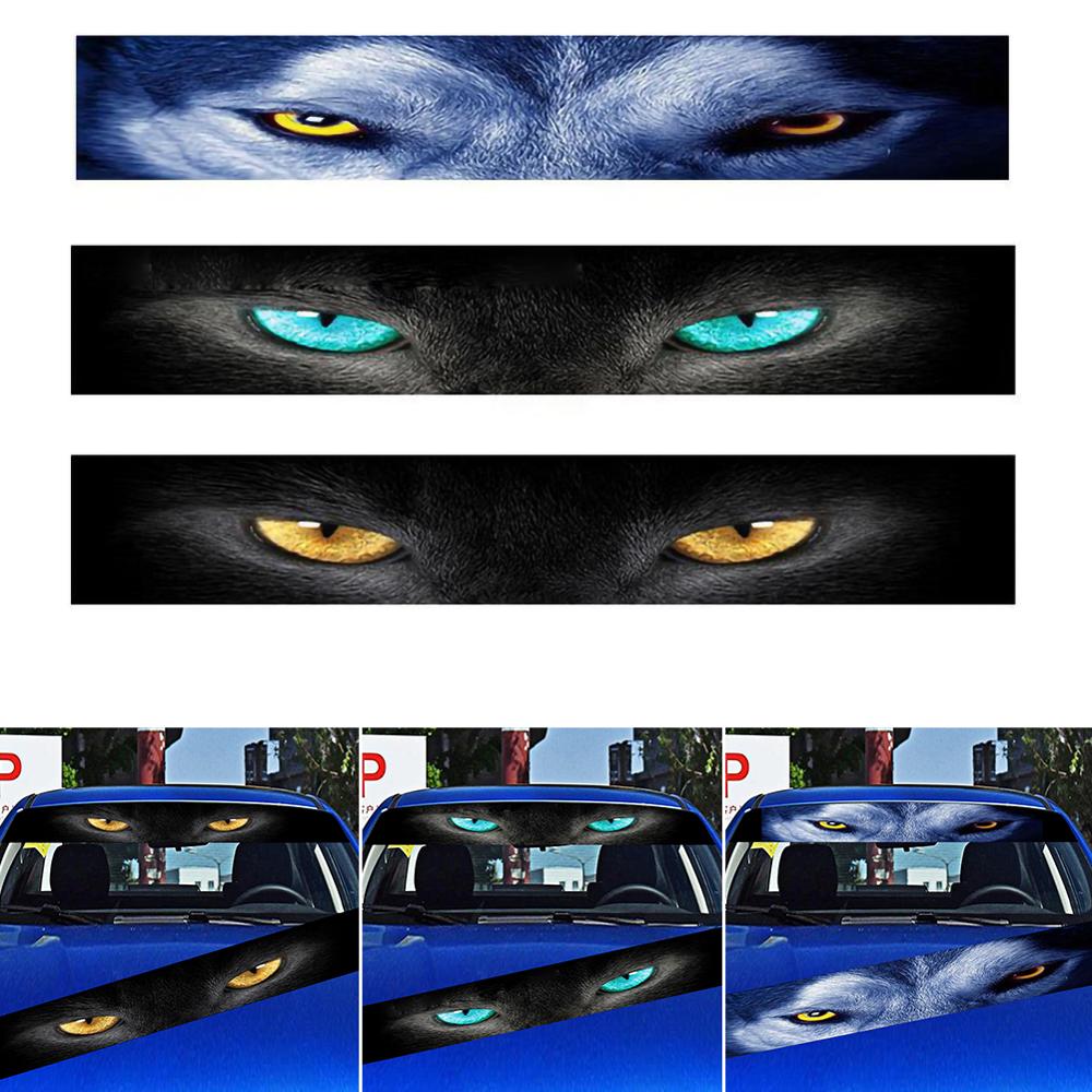 Car Front Windshield Sticker Rear Auto 3D Sunshade Stickers Terrorist Decor Front File Wolf Cat Eyes Sticker Decorative 130*21cm