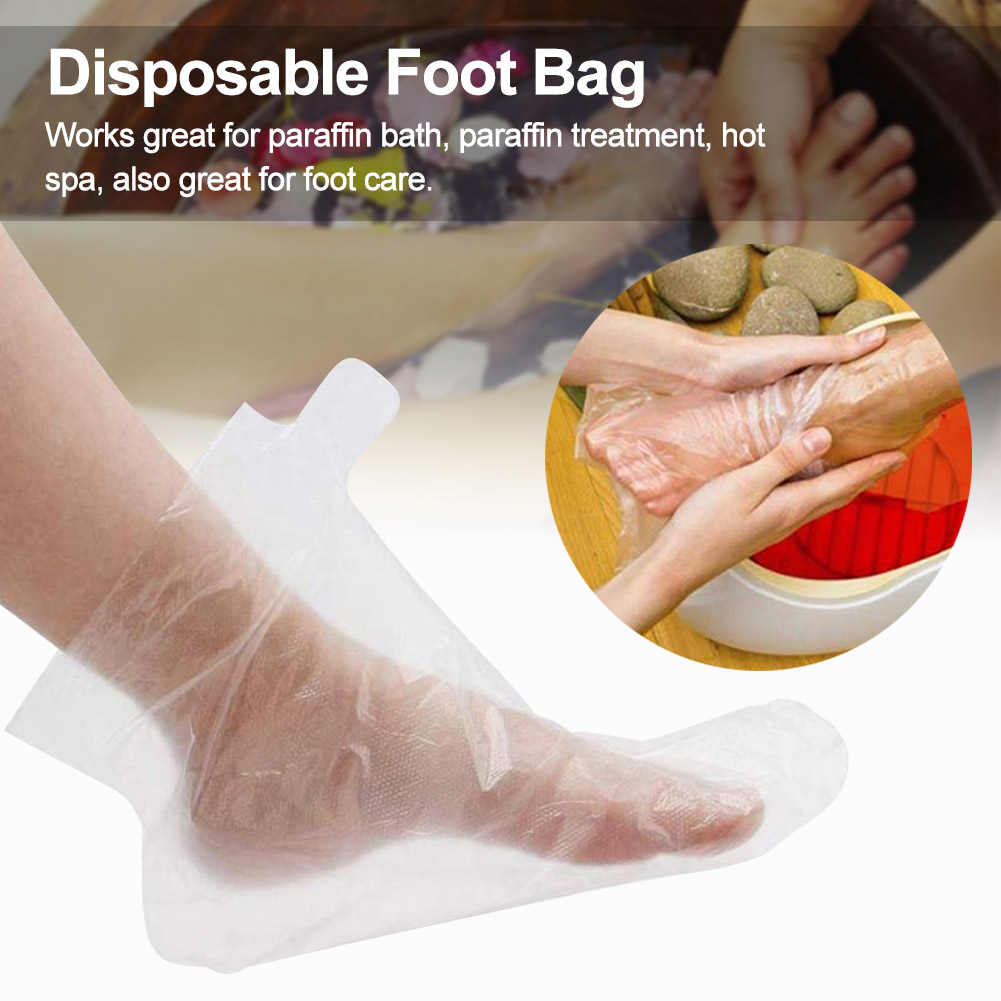 200pcs Thermal Therapy Socks Thicker Larger Disposable Booties PE Foot Bags Paraffin Bath Liner Pedicure Hot Spa Skin Care Clear