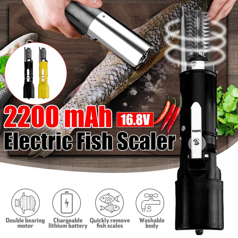 Cordless Electric Fish Scaler Cleaner Fish Scale Remover Machine Scale Scraper Descaler Fish Knife Peeler Seafood Tool 2200MAH