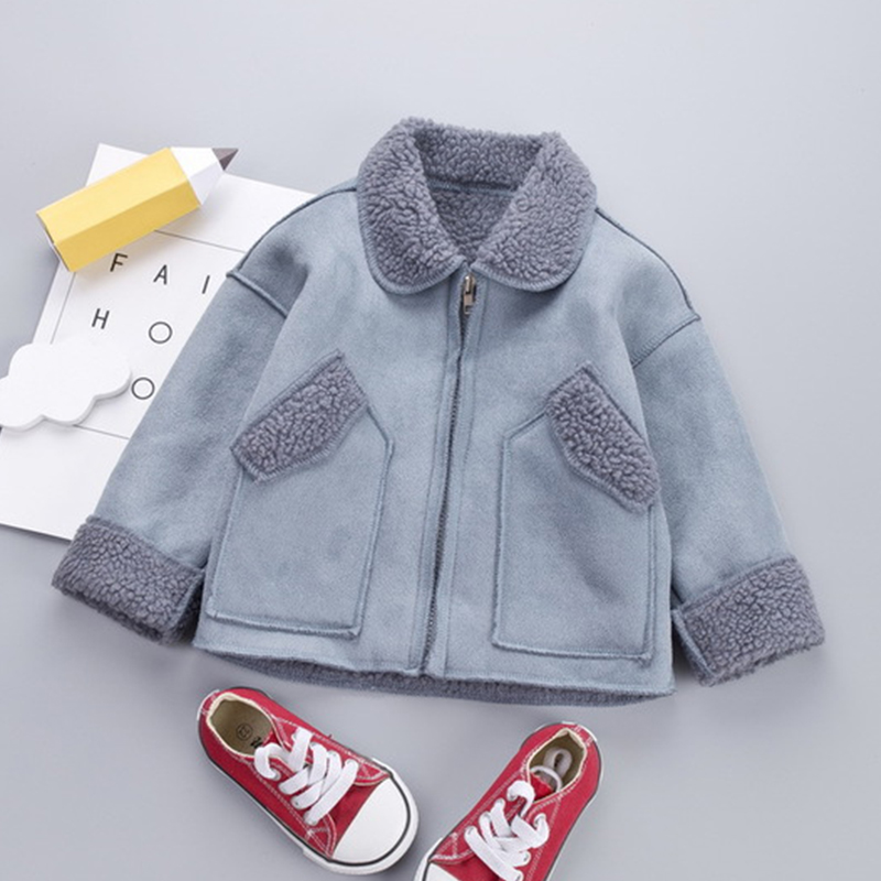 Baby Boys Jacket Winter Warm Coats For Kids Jacket Lambswool Splice Children Lapel Outerwear 1 2 3 4 5 Toddler Christmas Clothes