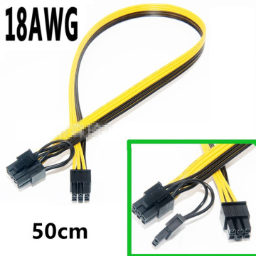 6 PIN Male to 8 Pin 6+2 P Male 50cm for PC/computer graphics card GPU PCI-E Power Cable 18AWG Tinned Copper Wire