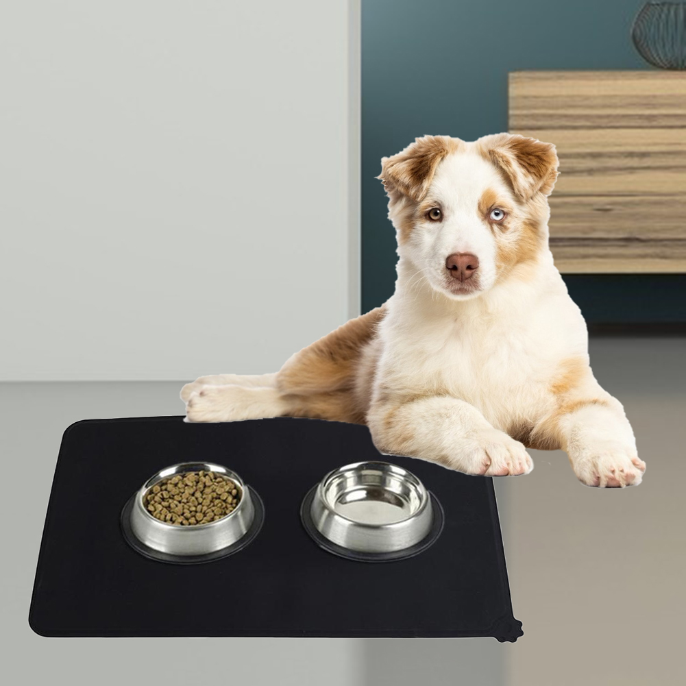 Waterproof Pet Mat For Dog Cat Solid Color Silicone Pet Food Pad Pet Bowl Drinking Mat Dog Feeding Placemat