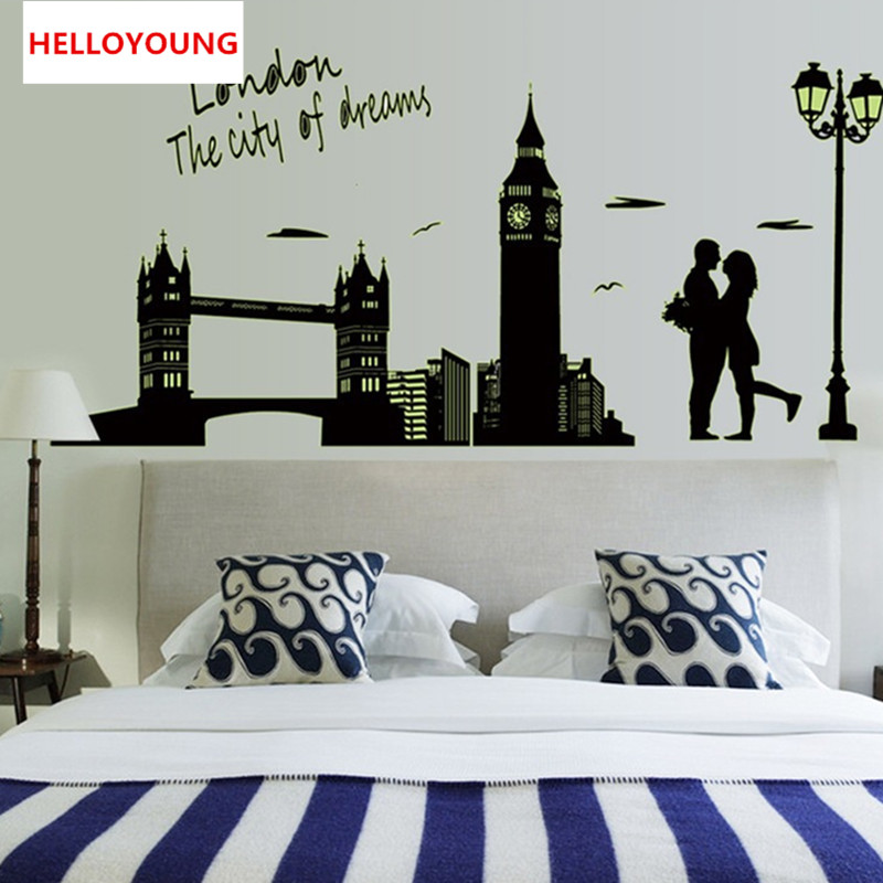 London Building Wall Decal City Silhouette England Dubai Scape Wall Decal Murals Living Room Office Wall Art Rotterdam Skyline