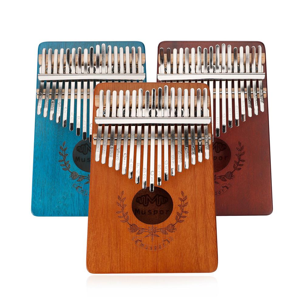 Muspor 17-keys Mahogany Kalimba Finger Thumb Piano Mbira Sanza Garland Style Thumb Piano Finger Keyboard Musical Instrument