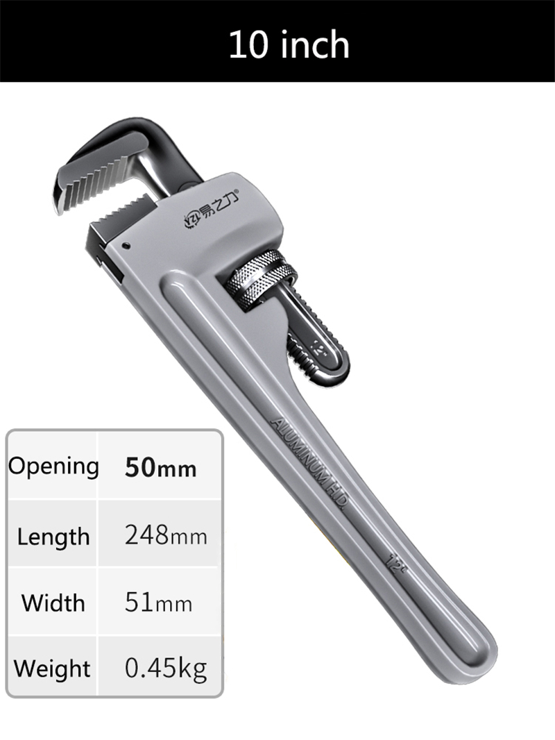 Aluminum Industrial Grade Pipe Wrench Household Universal Wrench Quick Dual Purpose Multifunctional Plumbing Large Pipe Wrench
