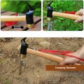 Hammer Copper Outdoor Tent With Wooden Handle Anti-slip Rope Brass Camping Hammer for Pulling Tent Nail Peg Survival Tool