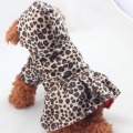 Winter Pet Dog Cat Leopard Apparel Coat Clothes Puppy Hoodie 100% Cotton Warm Dress XS-XL