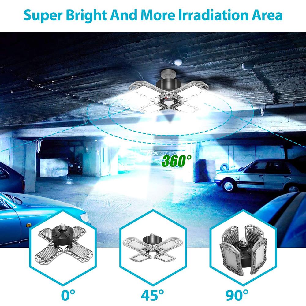 NICLUX Garage Lamp LED Garage Light 4 Leaf Workshop Lamp E27 Light Bulb For Garage Lighting Warehouse Factory Industrial Light