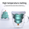 2021 Creative Christmas Mug High Temperature Glass Cup Christmas Tree Star Cup Double-layer Insulation Glass Christmas Gift