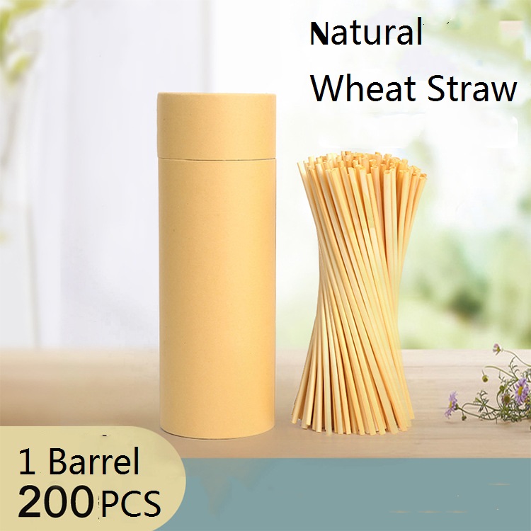 Drink&Art 200PCS / Pack Natural Wheat Straw Disposable Straw for Bar Birthday Party 100% Biodegradable Eco-Friendly