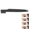 1PCS Beauty Hair Slanted Puller Eye Brow Clips Stainless Steel Eyebrow Tweezer + Comb Makeup Tool