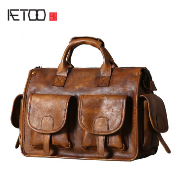 AETOO Original leather men's bag handbag shoulder Messenger bag retro casual hand-made wipe nostalgic old man bag