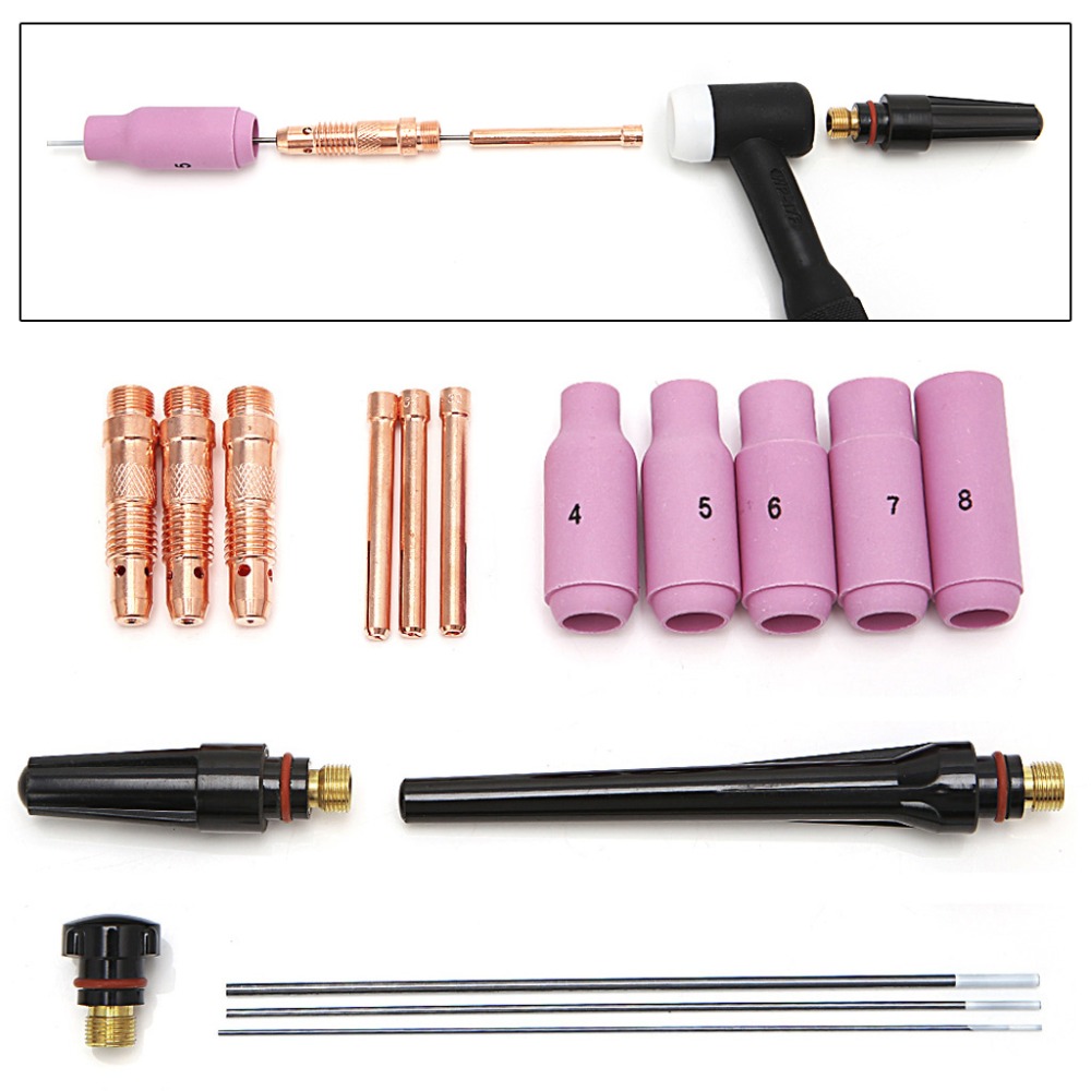 TIG Welding Torch Collets Body 2% Thoriated Tungsten For WP-17 WP-18 WP-26 17PK Welding & Soldering Supplies