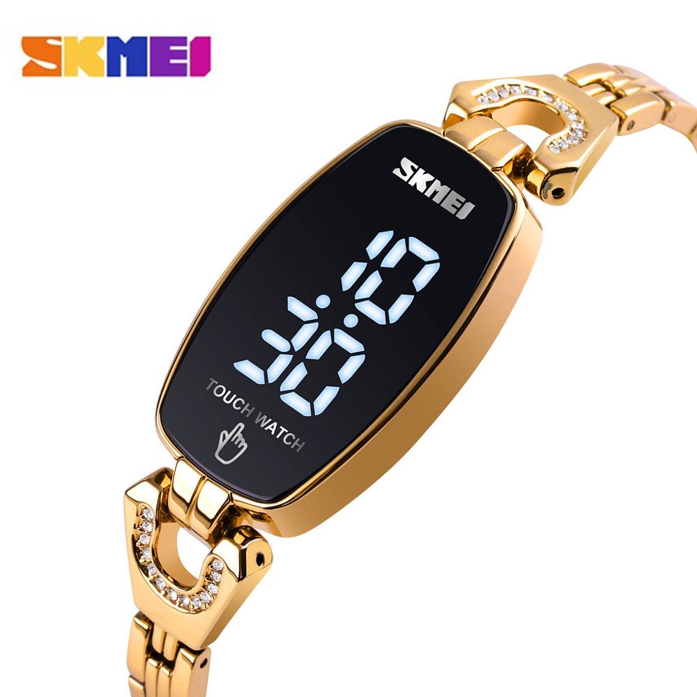 SKMEI LED Light Touch Screen Women Digital Watches Top Brand Crystal Luxury Ladies Clock Female Wristwatch Relogio Feminino 1588