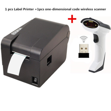 Gift 1pcs wireless scanner+ clothing tag 58mm Thermal barcode printer sticker printer Qr code the non-drying label printer