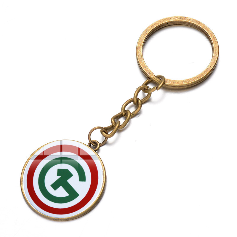Fashion O1G Keychain Minimalism Hungary Badge Printed Glass Dome Pendant Key Ring Chain Alloy Porte Clef Souvenirs Gifts