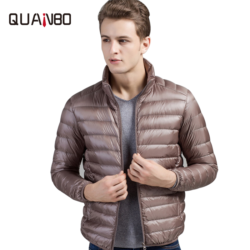 QUANBO High Quality 90% White Duck Down Ultra Thin Down Jacket 2019 New Autumn Winter Men's Stand Collar Windproof Warm Jacket