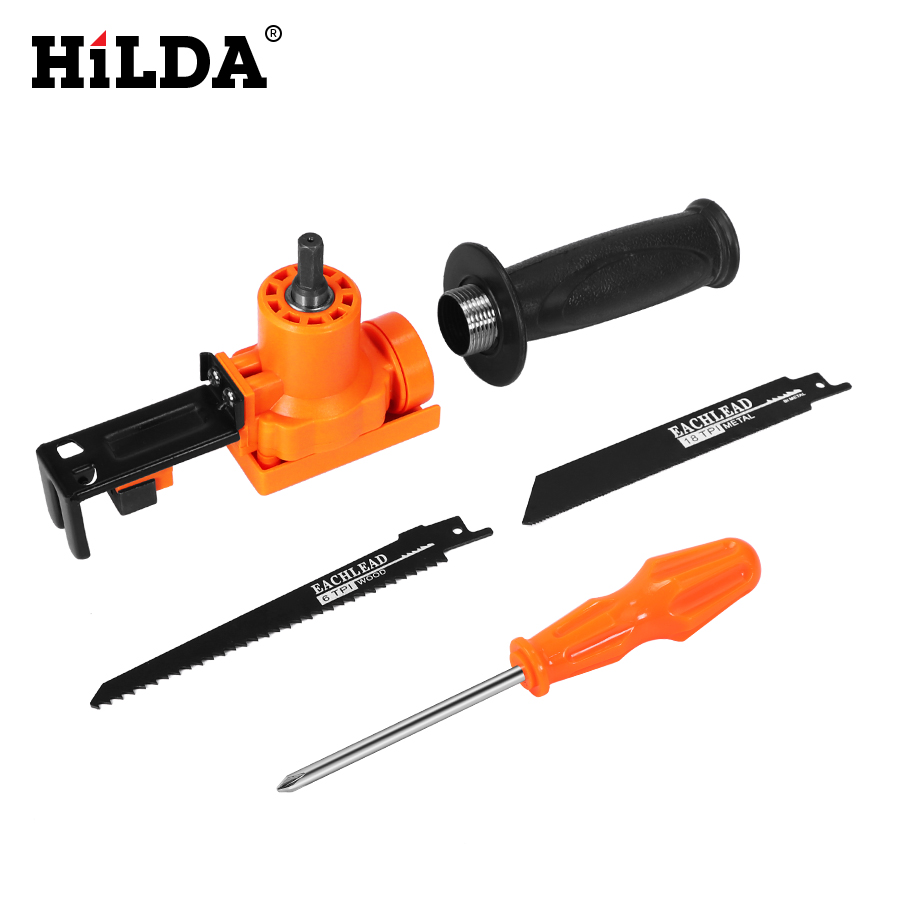 HILDA Cordless Reciprocating Saw Metal Cutting Wood Cutting Tool Electric Drill Attachment With Blades Power Tool