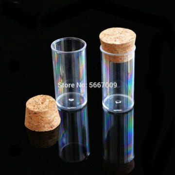 100pcs/lot 24x45mm Lab Flat Bottom Plastic Test Tubes Sample cup packing tube With cork stopper