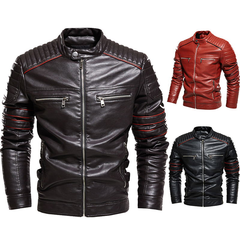 UAICESTAR Brand Winter New Leather Jacket Coat Men Retro Fleece Warm Leather Coat Motorcycle PU Leather Men Jackets Streetwear