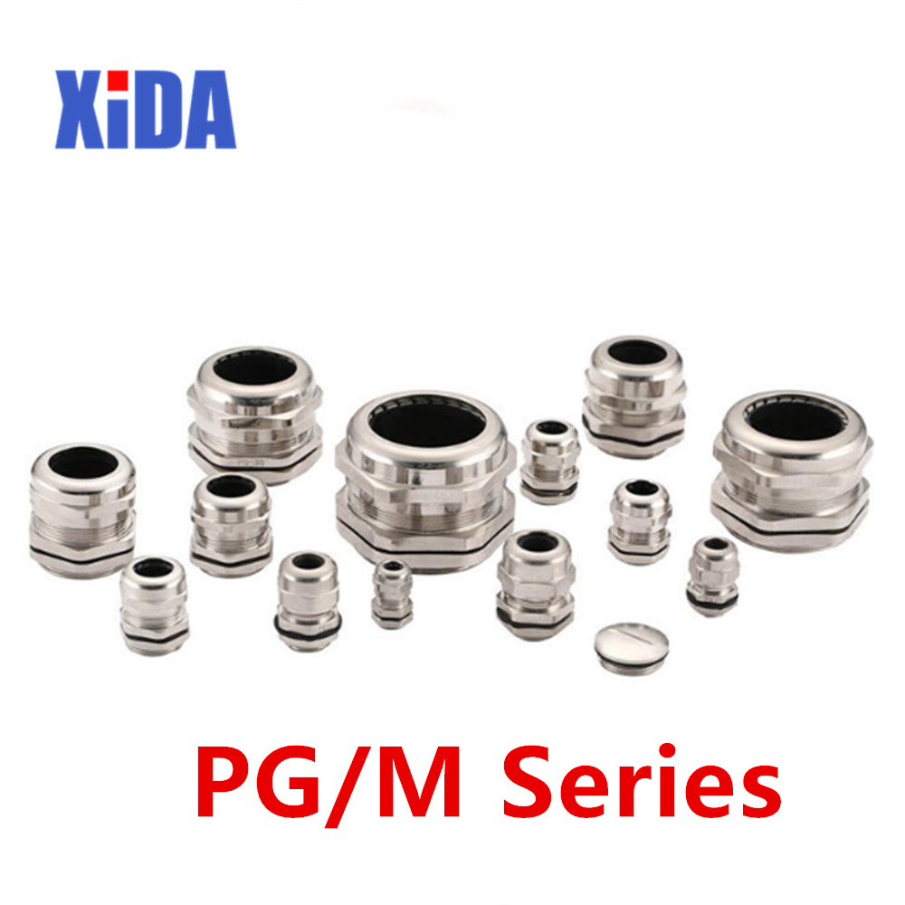 2piece/lot Nickel Brass Metal IP68 Waterproof Cable Glands Connector Wire Glands for 3-44mm cable High quality