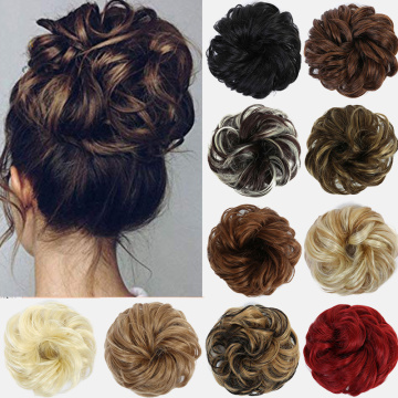 2020 Women Girls Synthetic Flexible Hair Buns Curly Scrunchy Chignon Elastic Messy Wavy Scrunchies Wrap For Ponytail Extensions