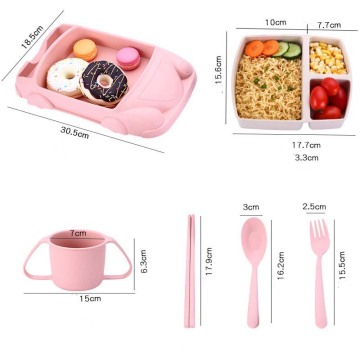 6pcs/set Lunch Box Wheat Straw Biodegradable Microwave Bento Box Food Storage Box Containers With Compartments Fiambrera