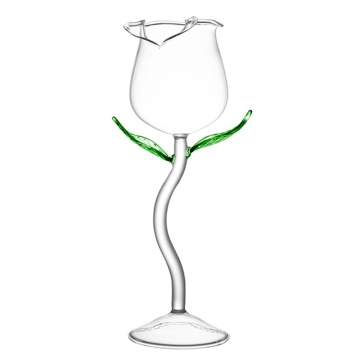 Wine Glass Rose Flower Shape Goblet Lead-Free Red Wine Cocktail Glasses Home Wedding Party Barware Drinkware Gifts Dropship