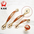 KAK European Style Gold Cabinet Knobs and Handles Red Amber Kithcen Handle Drawer Pulls Furniture Handle Hardware
