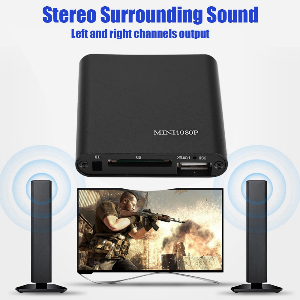 Mini Full HD Usb External Hdd Player Media Player Stereo Sound & 1080P Video HDMI/AV Output Media Player Center