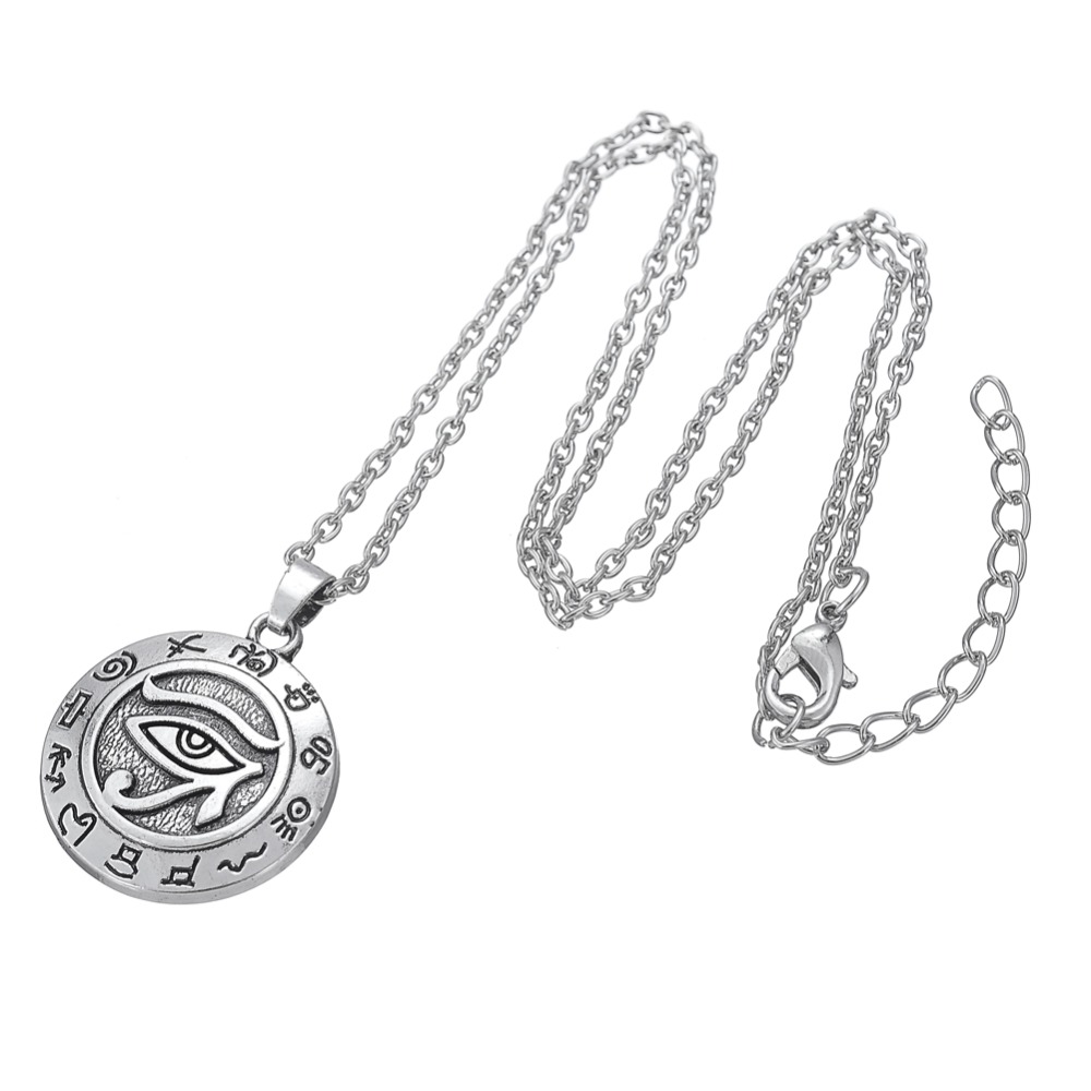 Skyrim Fashion Jewelry Pendant Necklaces Religious Egyptian Eye of Ra Horus Udjat Link Chain Necklace Lockets Necklace for Gifts