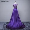 Vestido madrinha longo2021 new Scoop neck lace satin A Line purple royal blue blush bridesmaid dresses long wedding party dress