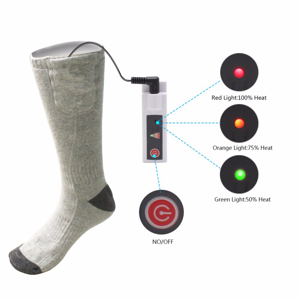 Rechargeable Electric Heating Warm Socks Adjustable Temperature Lithium Battery Infrared Sport Socks For Unisex Foot Warmer