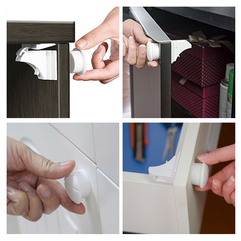 12+3 Pcs Child Protection Magnetic Lock Baby Safety Door Striker Magnet Locks Commonly Used Cabinet & Drawer Household Rooms