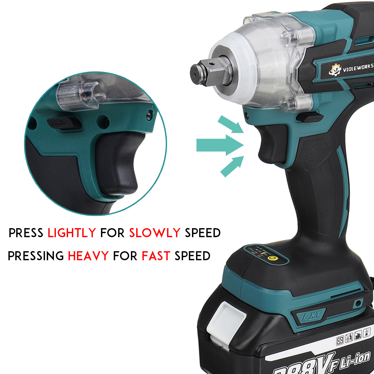 NEW 22800mAh 288VF Brushless Electric Impact Wrench 1/2 Lithium-Ion Battery 6200rpm 520 N.M Torque 110-240V
