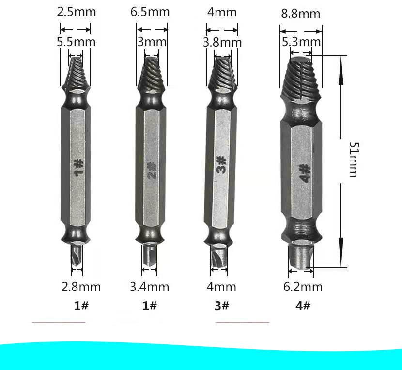 4Pcs/set Screws Remove Demolition Tools Screw Extractor Drill Bit Set Kit Drill Bit Power Tools