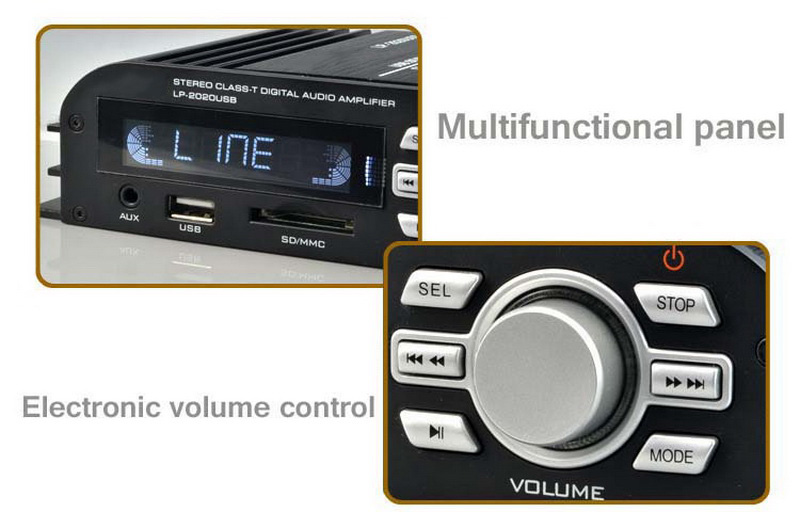 Car Amplifier Digital Power Amplifier 20W*2RMs Stereo LCD Sreen Display Supported Remote Contol