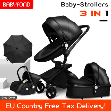 Fast shipping ! baby stroller folding two-way push luxury high landscape 3 in 1 baby carriage with car seat 6 pcs free gifts