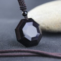 KYSZDL Drop shipping natural obsidian carved polyhedron pendant Lucky Love Crystal Jewelry With Free Rope for men and women gift