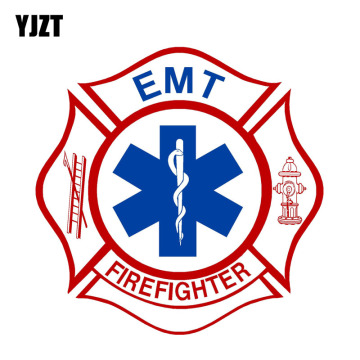 YJZT 14.5CM*14.5CM Funny EMT Firefigher Various Car Sticker Decal PVC 12-0471
