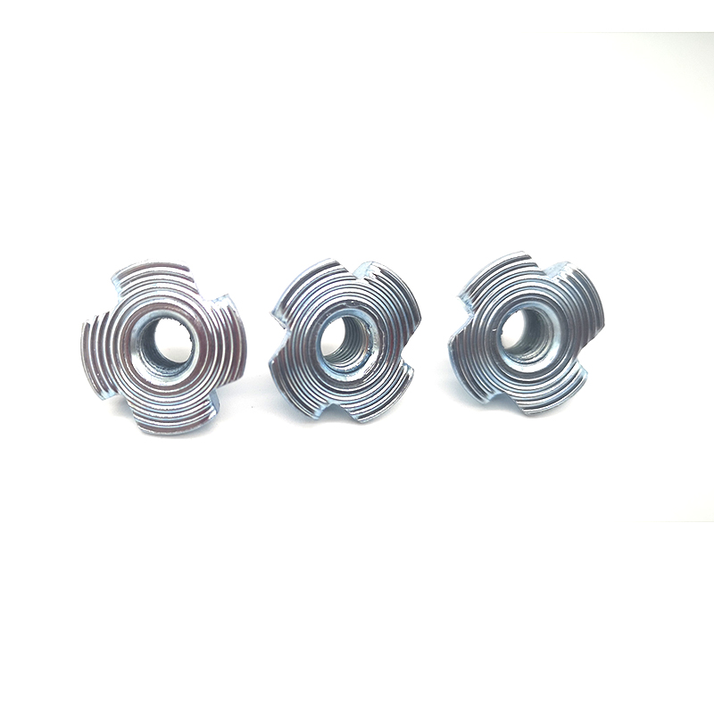 10/30/40/50 PCS M4 M5 M6 M8 M10 M12 Zinc Plated Four Claws Nut Speaker Nut T-nut Blind Pronged Tee Nut Furniture Hardware