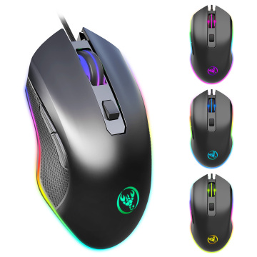 HXSJ Wired Gaming Mouse DPI 6400 Optical Mice RGB Backlit Office Mouse 7 Buttons Ergonomic Design for Gaming Lover