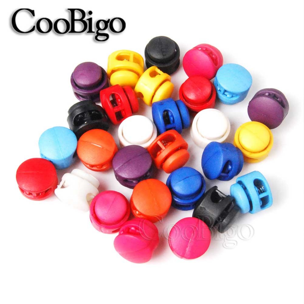 12pcs 16.5mm*16.5mm Multi-Colors Paracord Cord Lock Clamp 2 Hole Toggle Clip Stopper Shoelace Cord Bag Cord Lanyard Parts