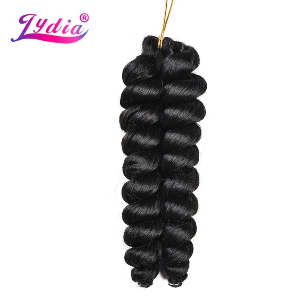 Lydia 1PCS Loose Wave To Braid No Weft Nature Black 1B# Heat Resistant Synthetic Hair Extensions Braiding Bundles 18 To 24 Inch